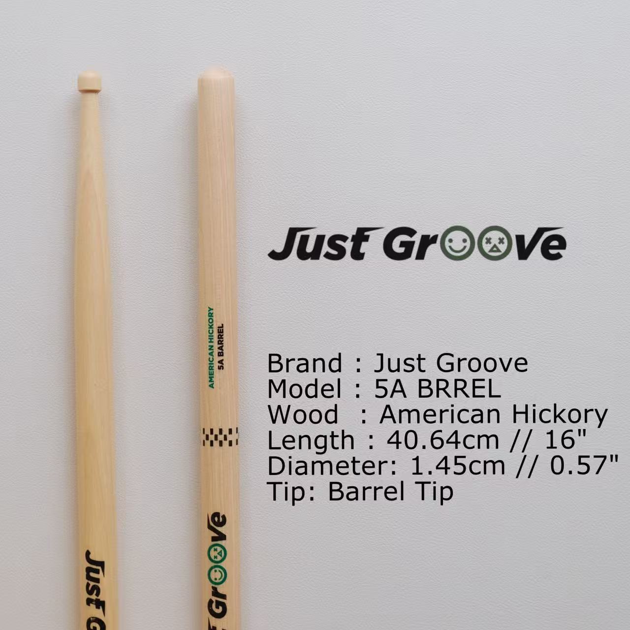 JustGroove 5A Barrel Drumsticks